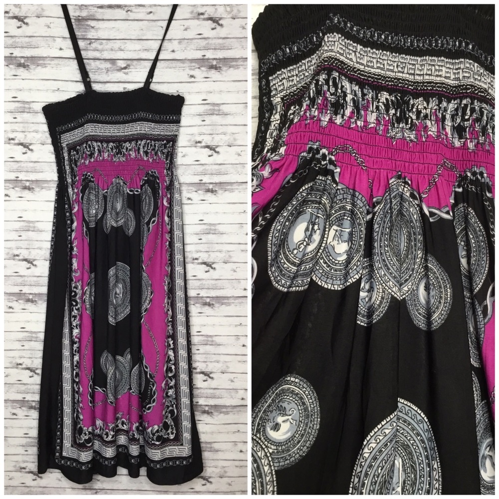 Ace Fashion Smocked-Elastic Spaghetti Strap Dress